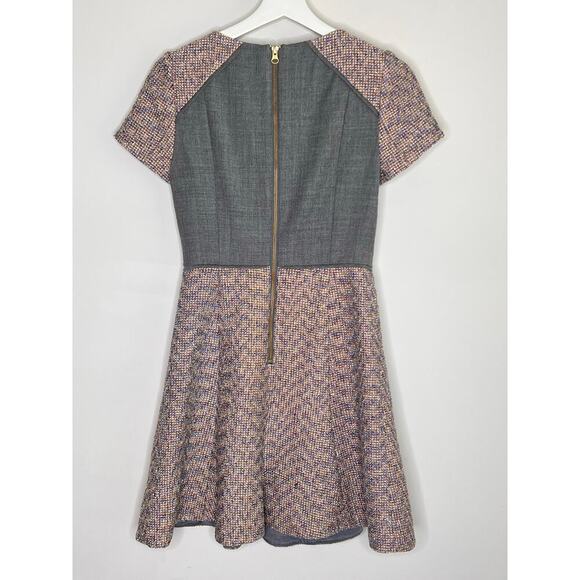 J. Crew Mixed Metallic Tweed Fit & Flare Mini Dress Pink/Gray Women's Size 0 - Picture 9 of 9